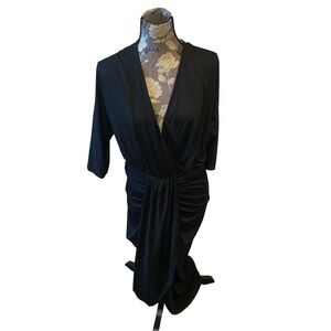 EMPRADA Zella Venetian Black Women's V neck Midi Dress XL NWT